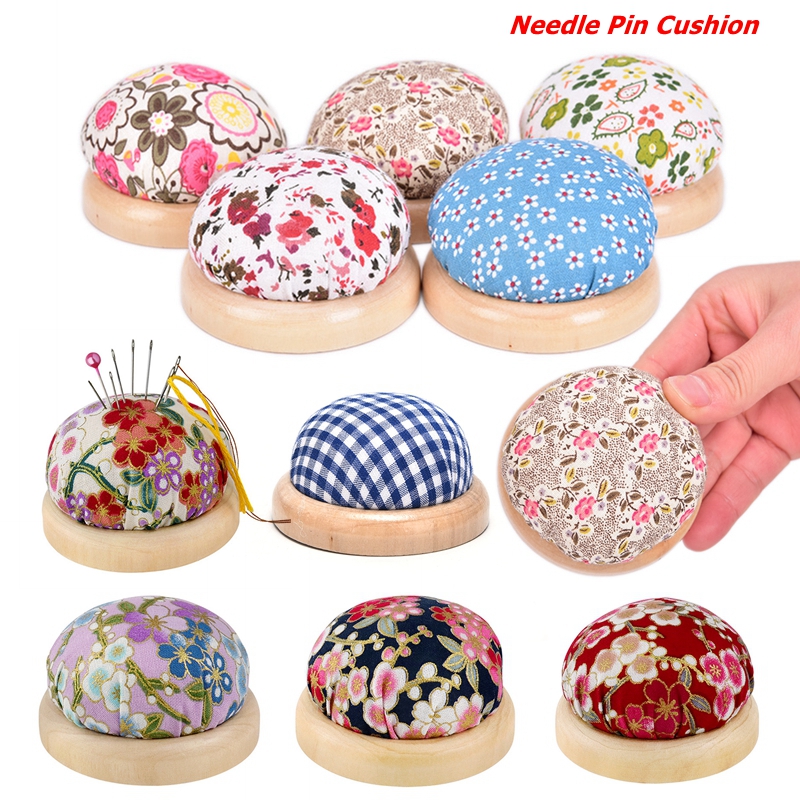 Sewing Pin Cushion - 1pc Wood Bottom Base Needle Pin
