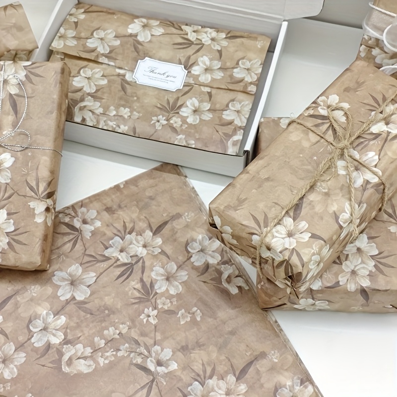 Pattern Tissue Paper - 10/25pcs of Brown Apricot Blossom Pattern
