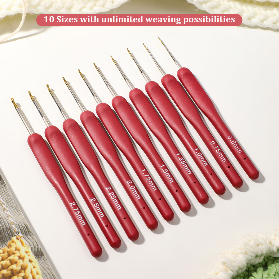 10pcs Red Crochet Set Kit Sili – Sewing Necessities Bewertung und Preis