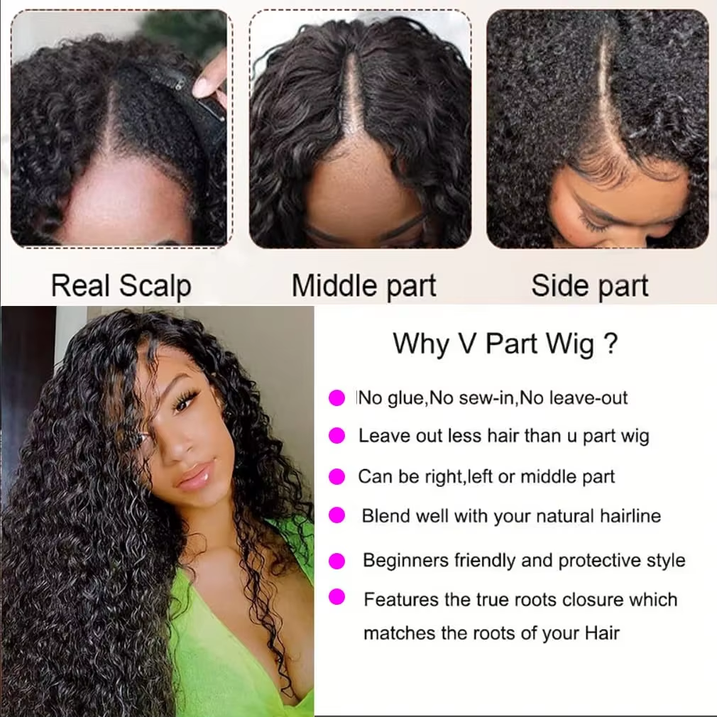 30 Inch Curly V Part Wig Human – Sewing V Bewertung und Preis