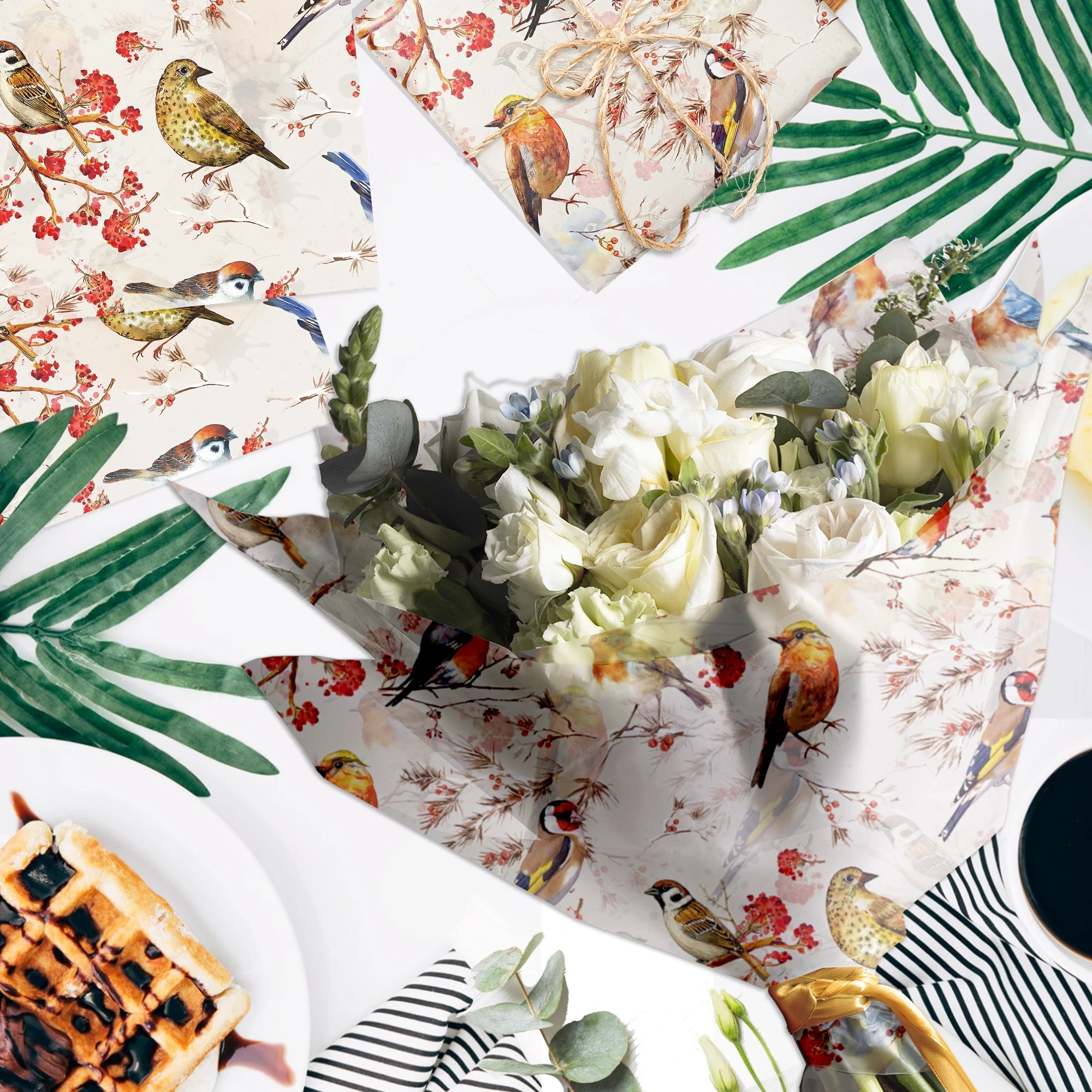 15/35pcs Flower Birds Printed  – Pattern Tissue Paper Bewertung und Preis