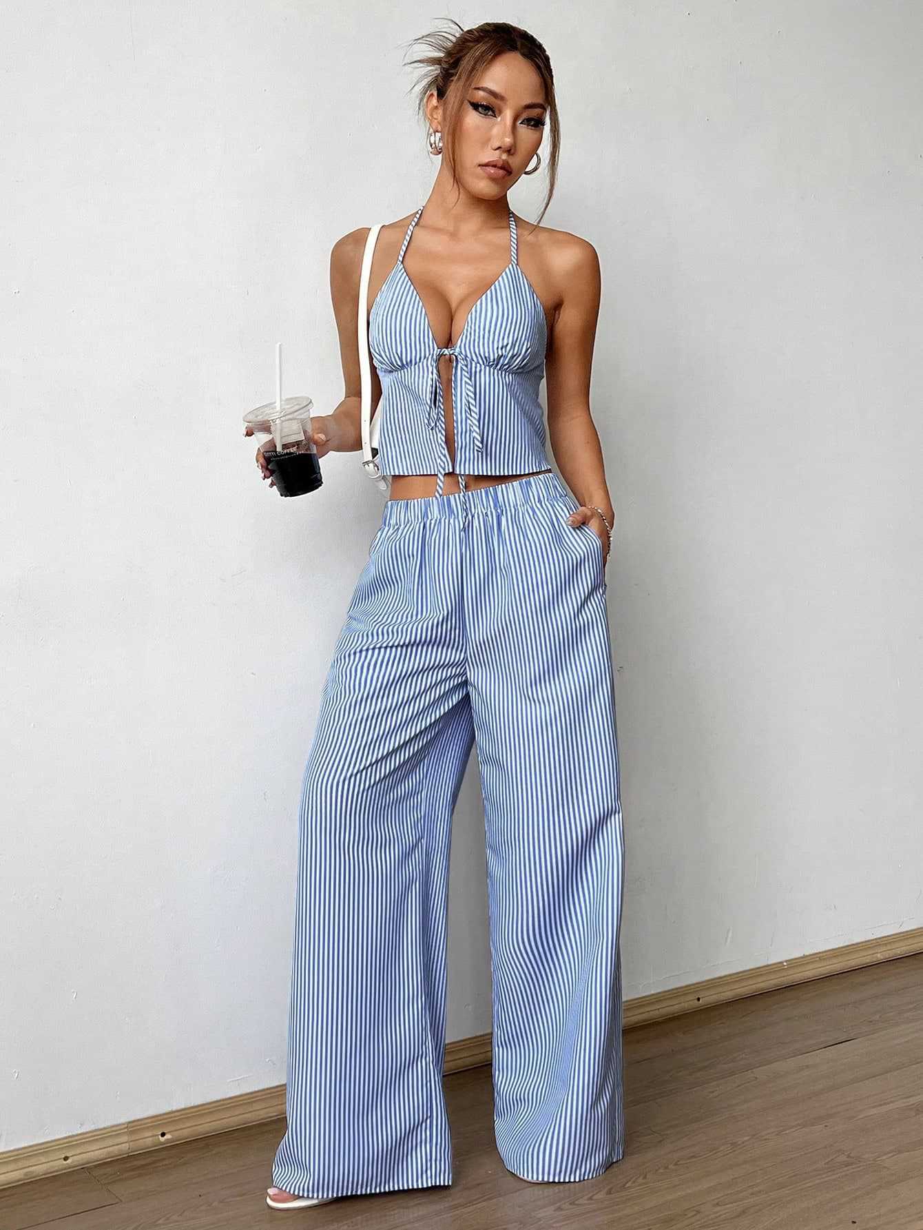 Striped Lace Up Camisole Colla – Sewing Vest Bewertung und Preis