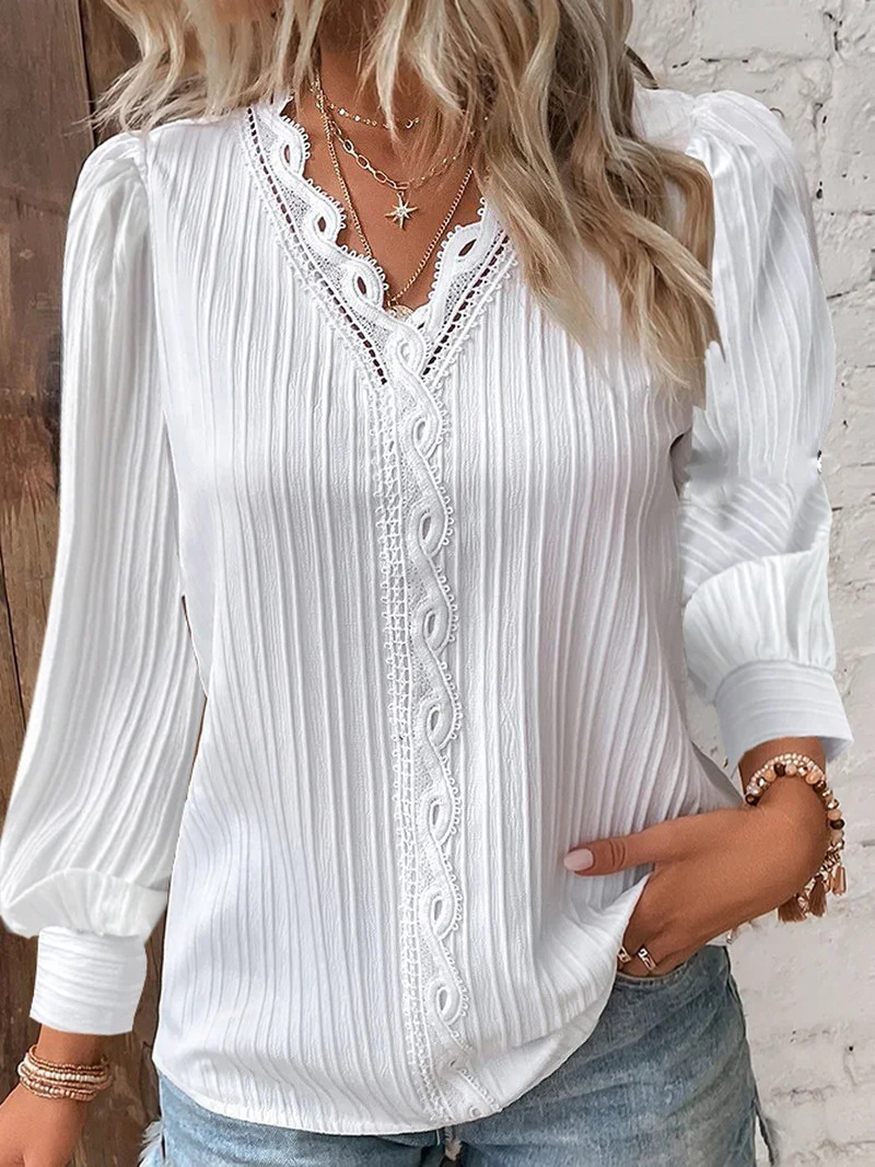 Women's White Blouses Lace Sti – Sewing V Bewertung und Preis