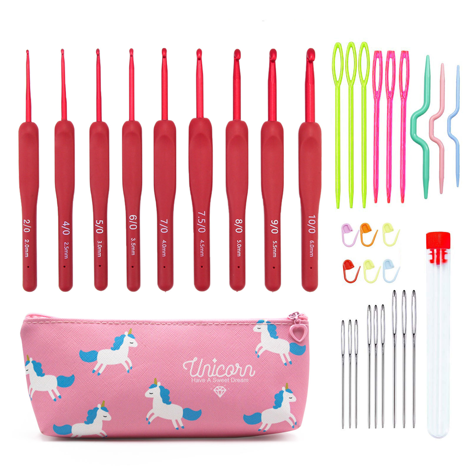9/33pcs Red Crochet Hook set,  – Sewing Necessities Bewertung und Preis