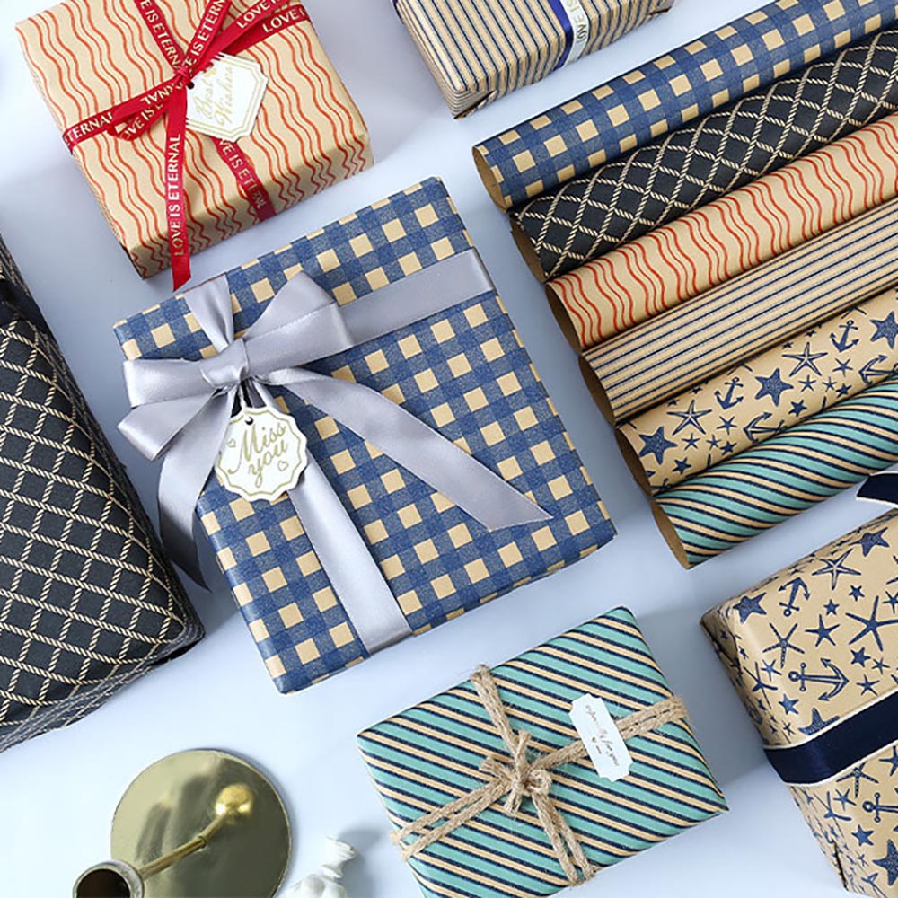 Blue Grid Wrapping Retro Gift  – Pattern Tissue Paper Bewertung und Preis