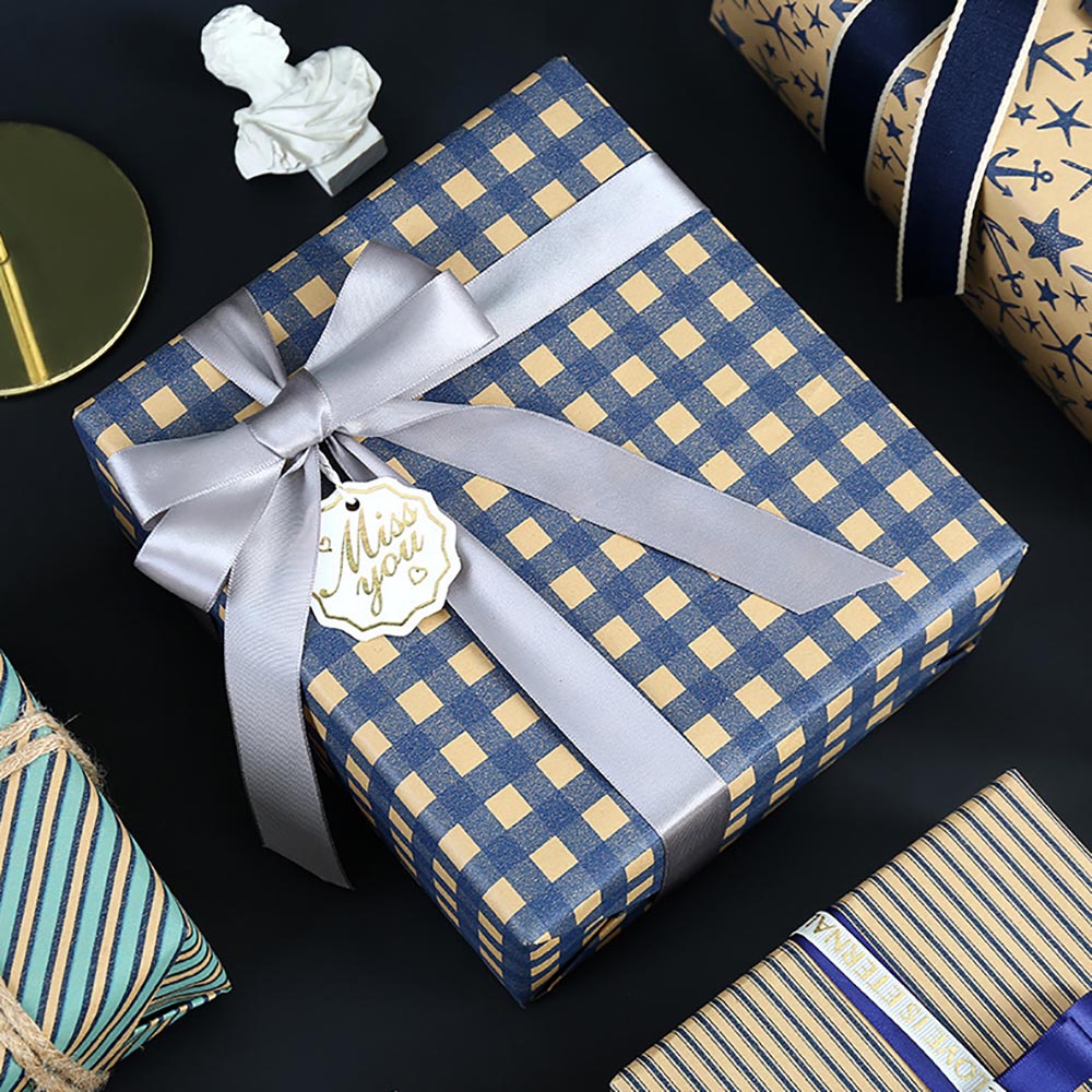 Blue Grid Wrapping Retro Gift  – Pattern Tissue Paper Bewertung und Preis