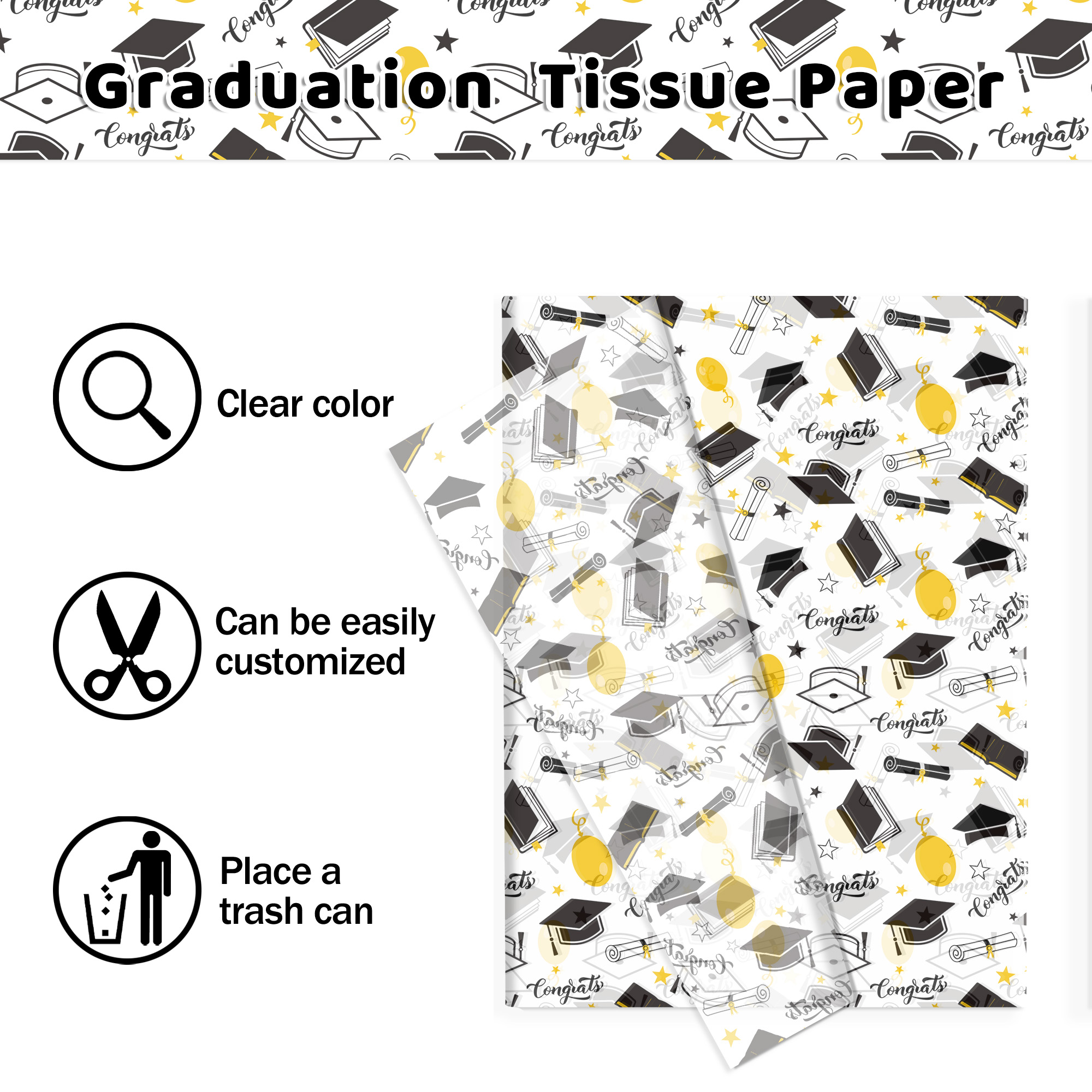 15/35pcs Graduation Gift Wrapp – Pattern Tissue Paper Bewertung und Preis