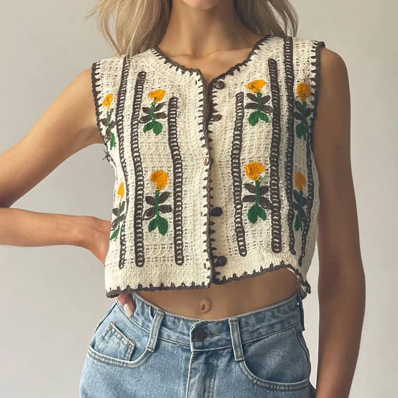Floral Embroidered Crochet Swe – Sewing Vest Bewertung und Preis