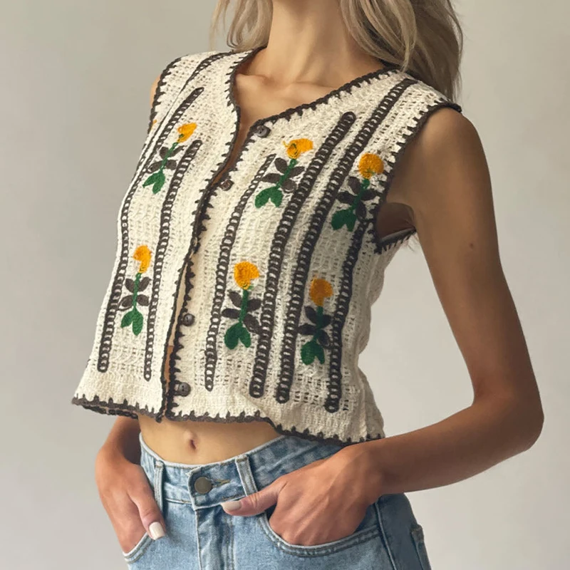 Floral Embroidered Crochet Swe – Sewing Vest Bewertung und Preis
