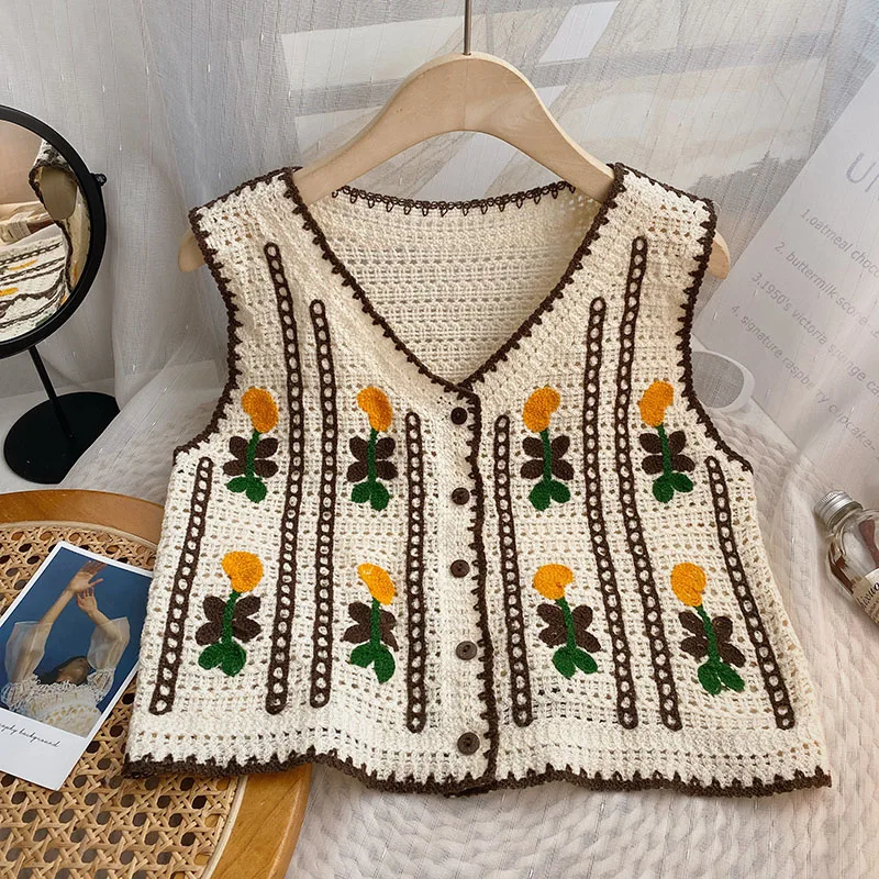 Floral Embroidered Crochet Swe – Sewing Vest Bewertung und Preis