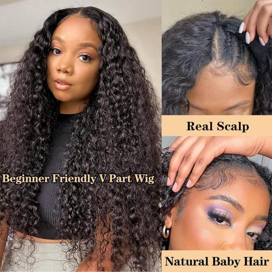 Deep Wave V Part Wig Human Hai – Sewing V Bewertung und Preis