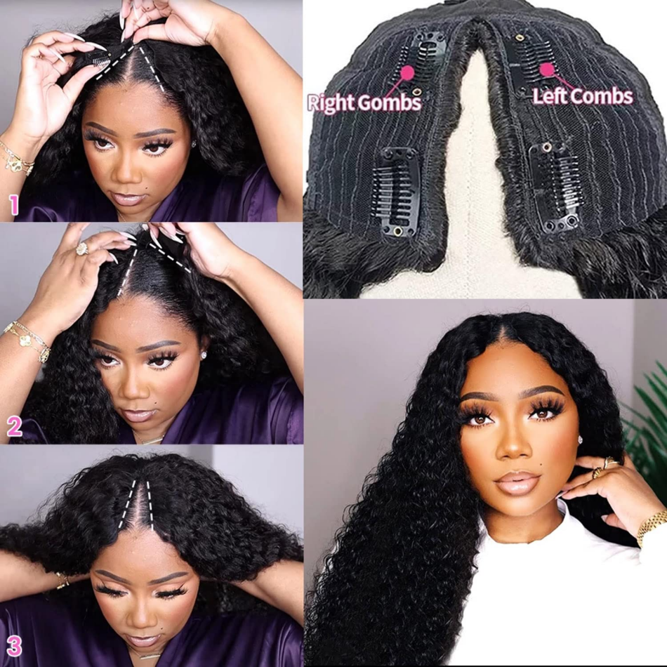 Deep Wave V Part Wig Human Hai – Sewing V Bewertung und Preis