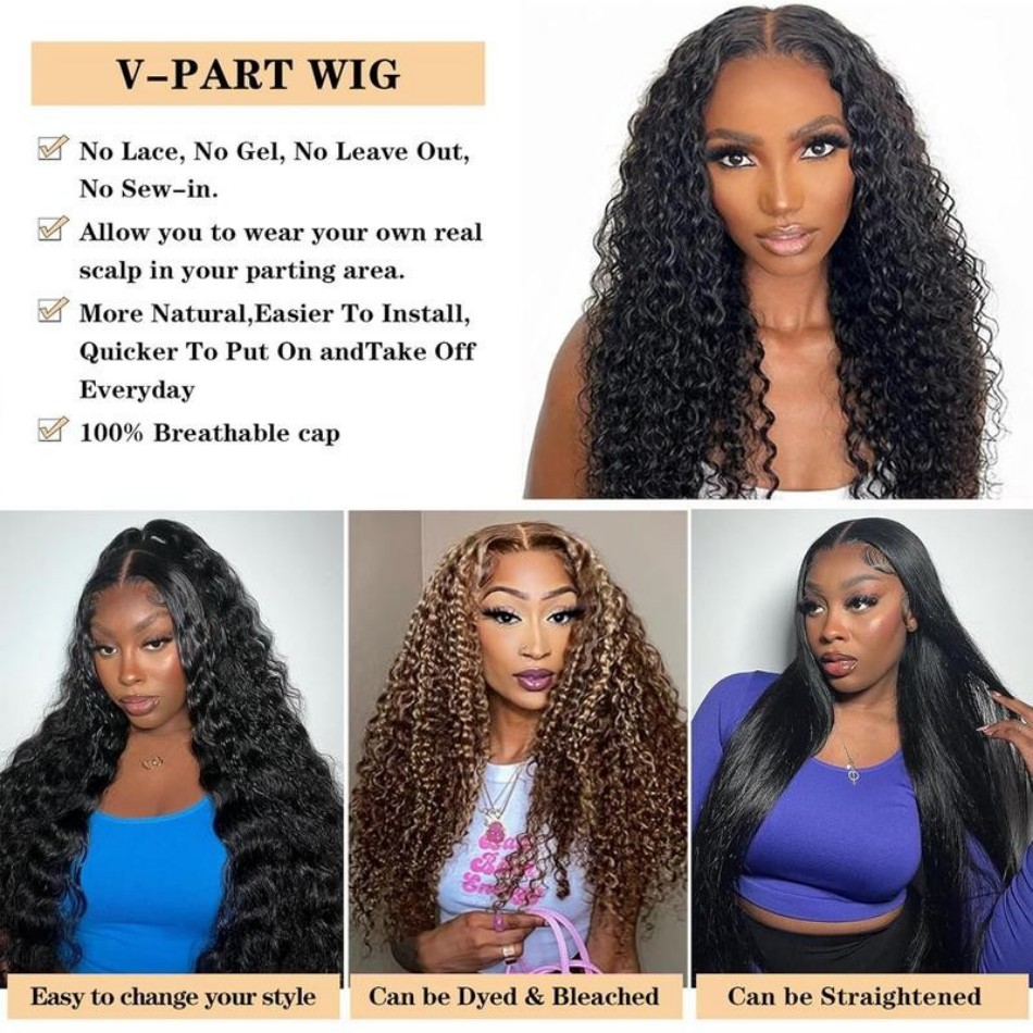 Deep Wave V Part Wig Human Hai – Sewing V Bewertung und Preis